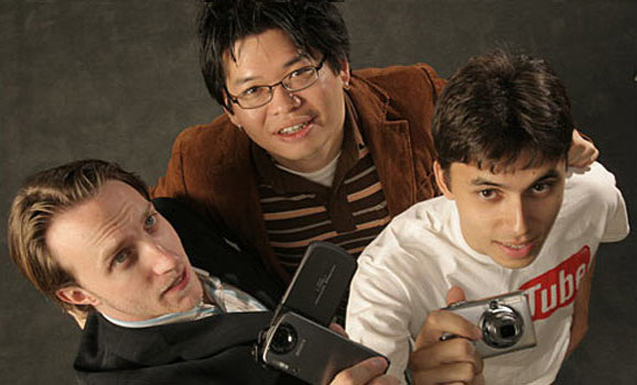 YouTube founders Chad Hurley, Steve Chen, and Jawed Karim (2005)